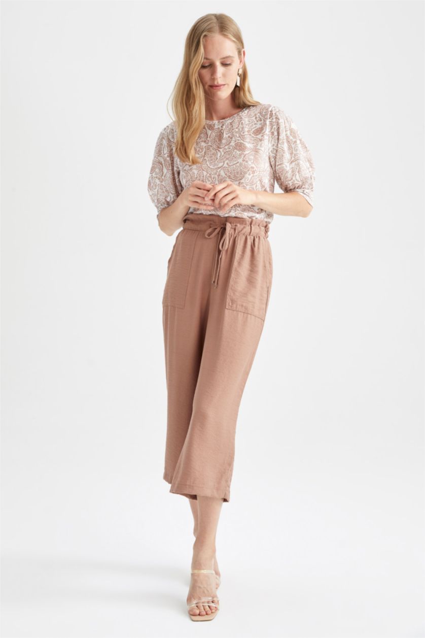 WOMAN Light Brown Wide Leg Linen Look