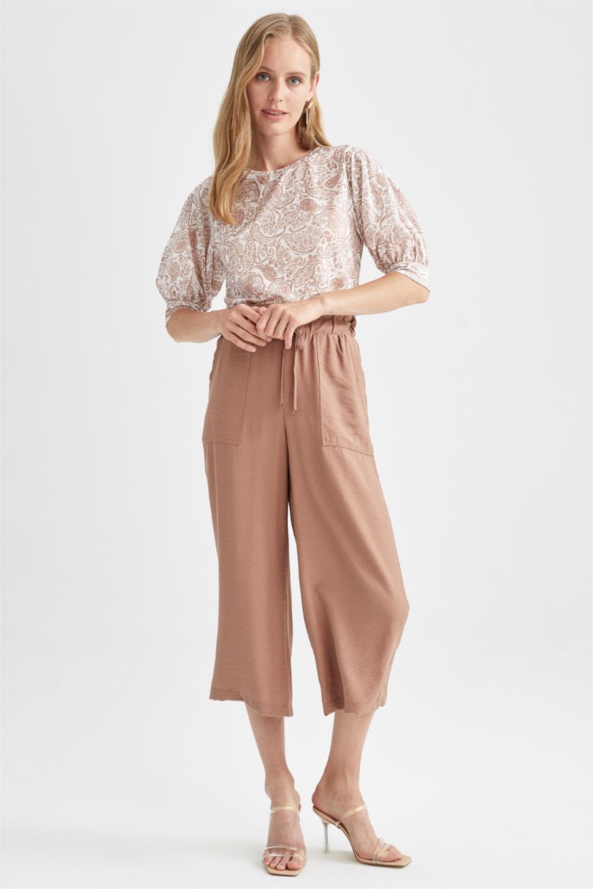 WOMAN Light Brown Wide Leg Linen Look