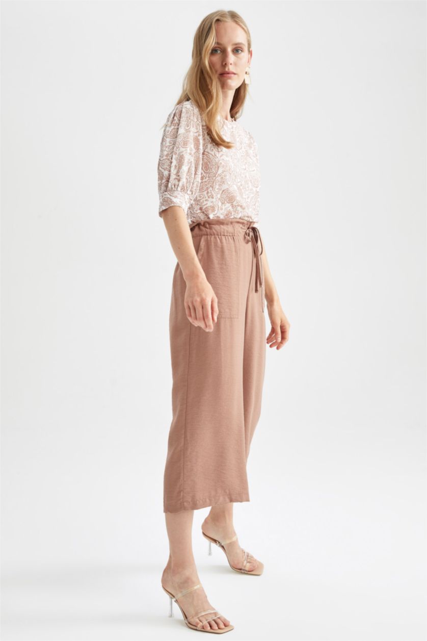 WOMAN Light Brown Wide Leg Linen Look