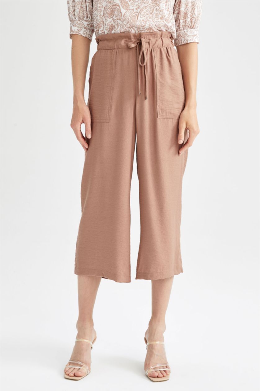 WOMAN Light Brown Wide Leg Linen Look