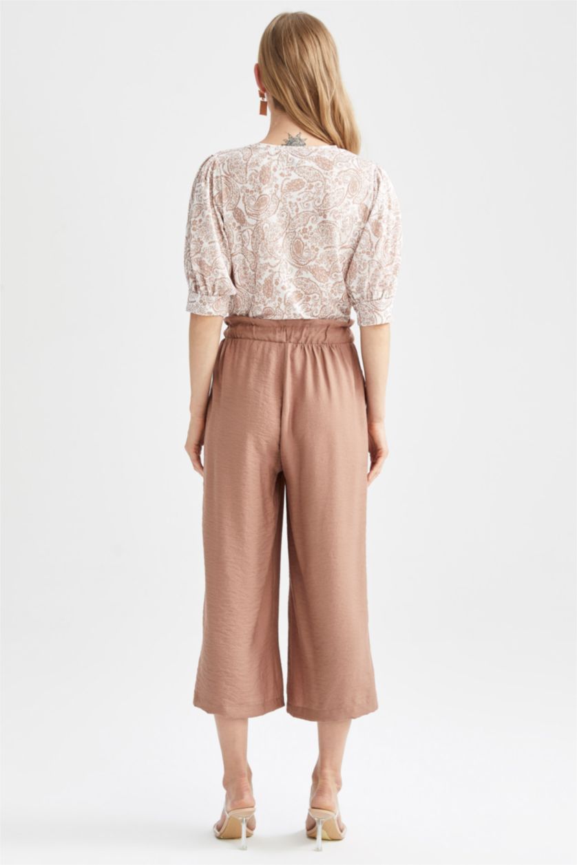 WOMAN Light Brown Wide Leg Linen Look