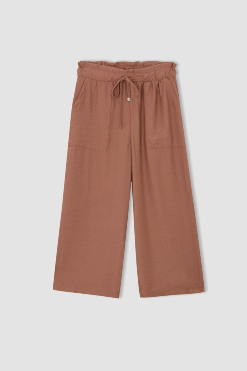 WOMAN Light Brown Wide Leg Linen Look