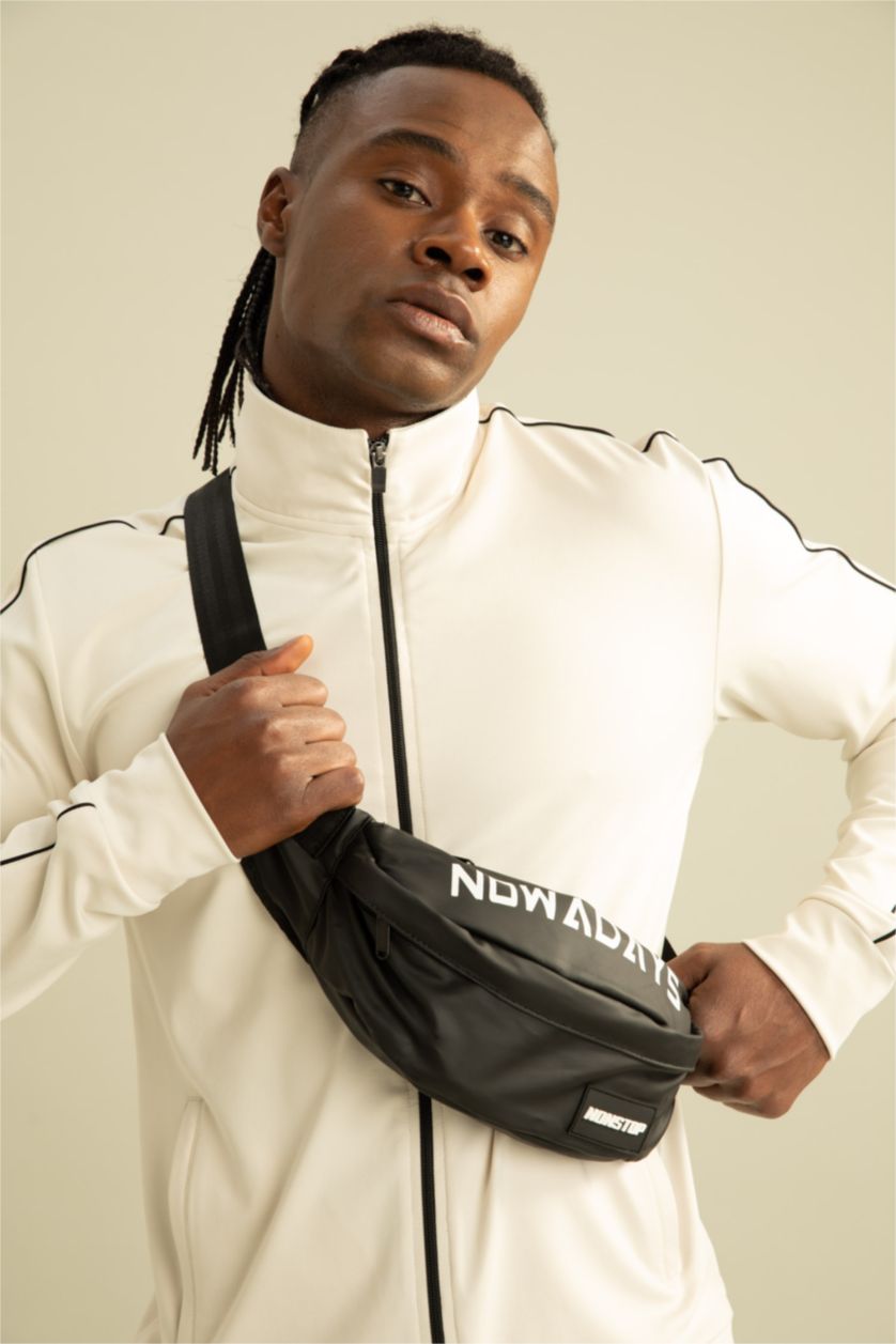 Erkek Siyah Erkek Silikon Etiketli Suni Deri Bel Çantası