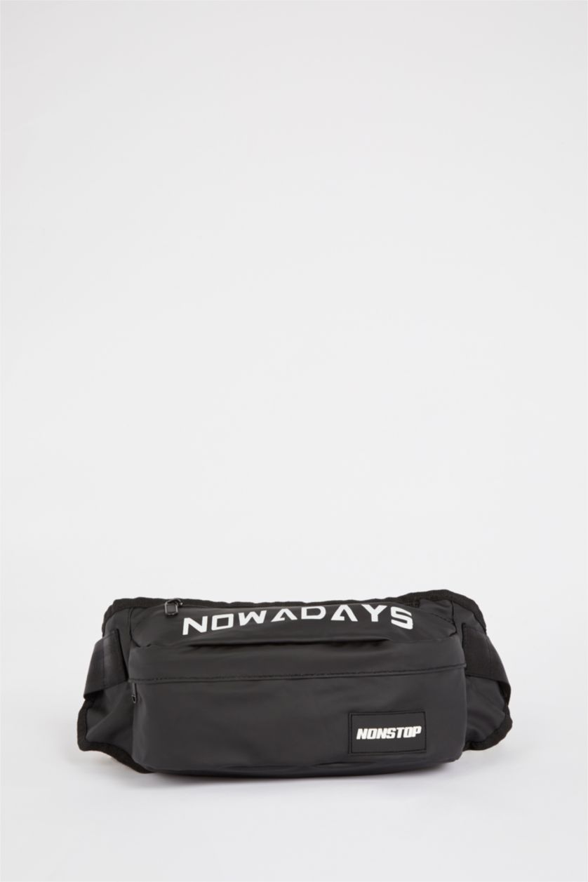 Erkek Siyah Erkek Silikon Etiketli Suni Deri Bel Çantası