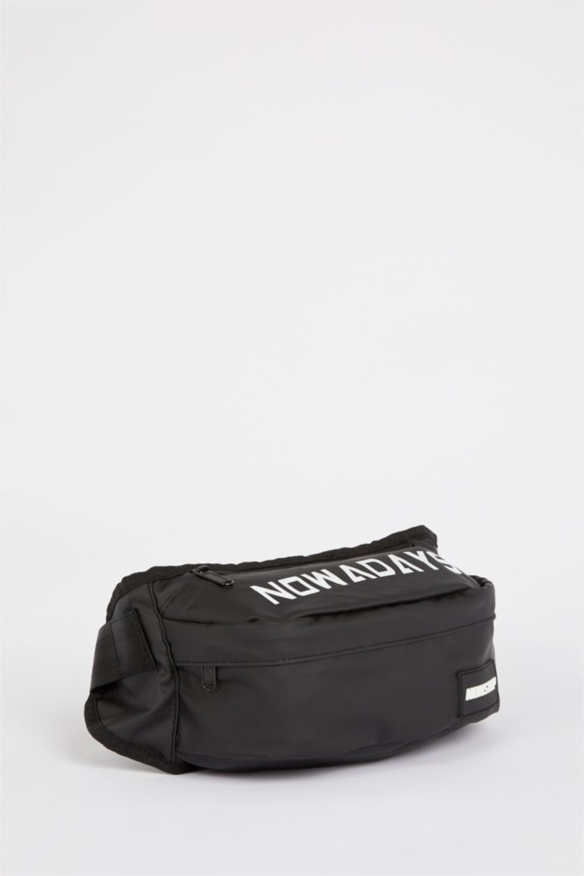 Erkek Siyah Erkek Silikon Etiketli Suni Deri Bel Çantası