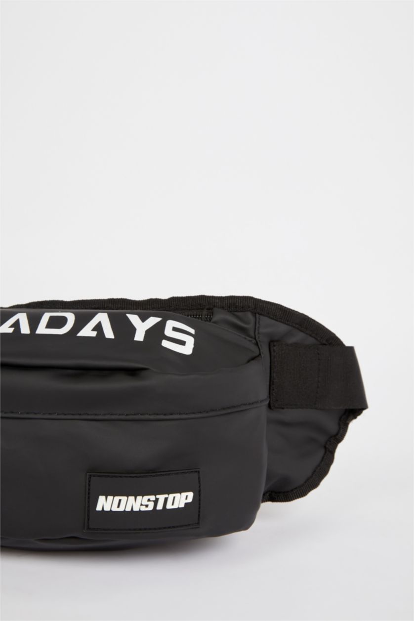 Erkek Siyah Erkek Silikon Etiketli Suni Deri Bel Çantası