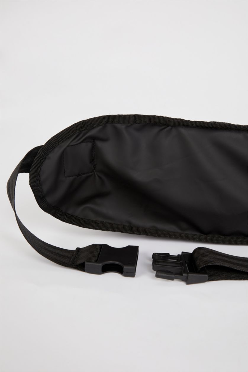Erkek Siyah Erkek Silikon Etiketli Suni Deri Bel Çantası