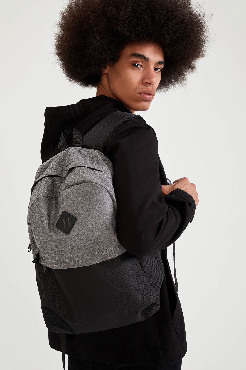 Erkek Gri Melanj Unisex Laptop Bölmeli Okul Sırt Çantası