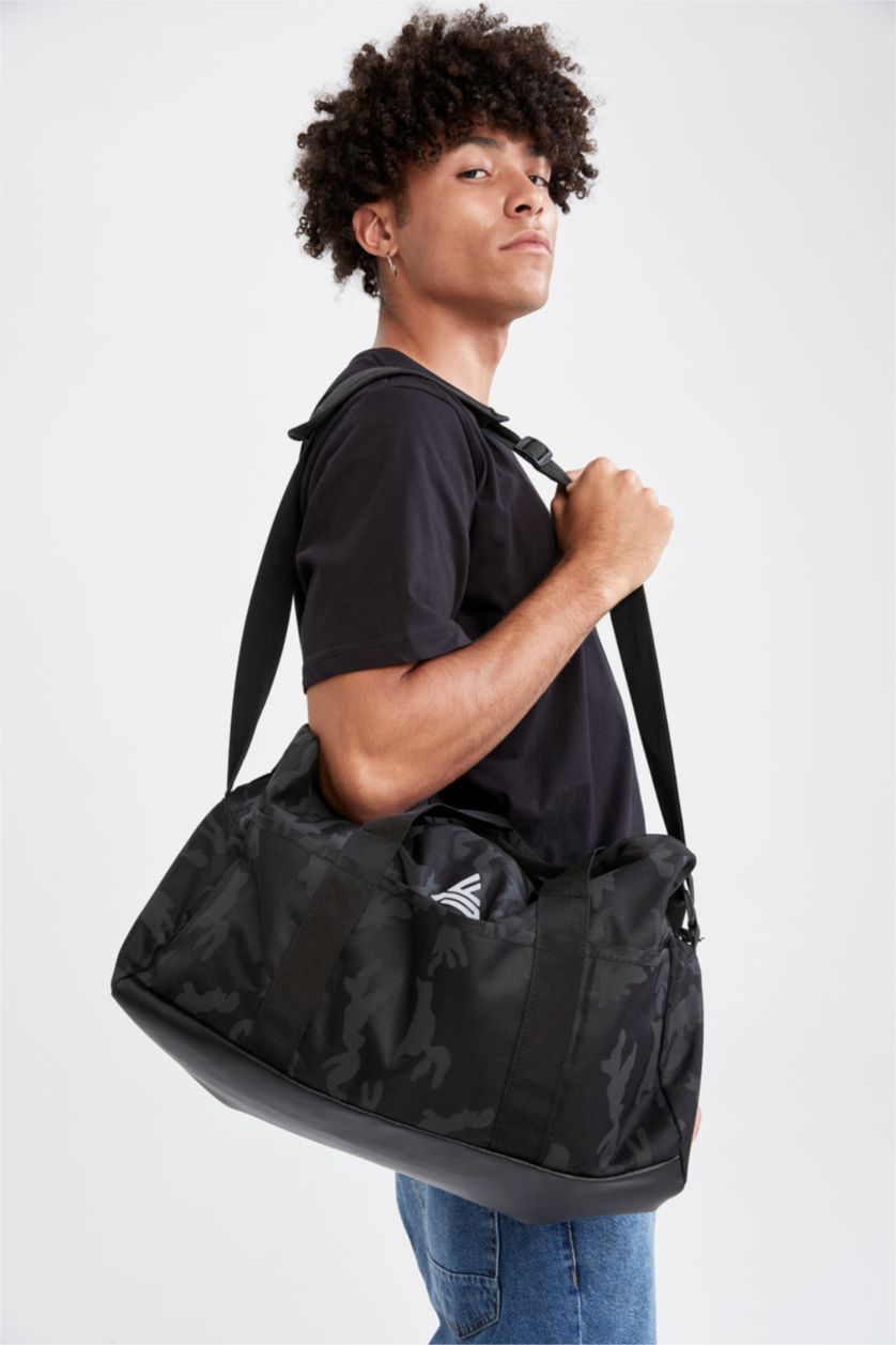 HOMME Noir Sac de sport et de voyage à motif camouflage