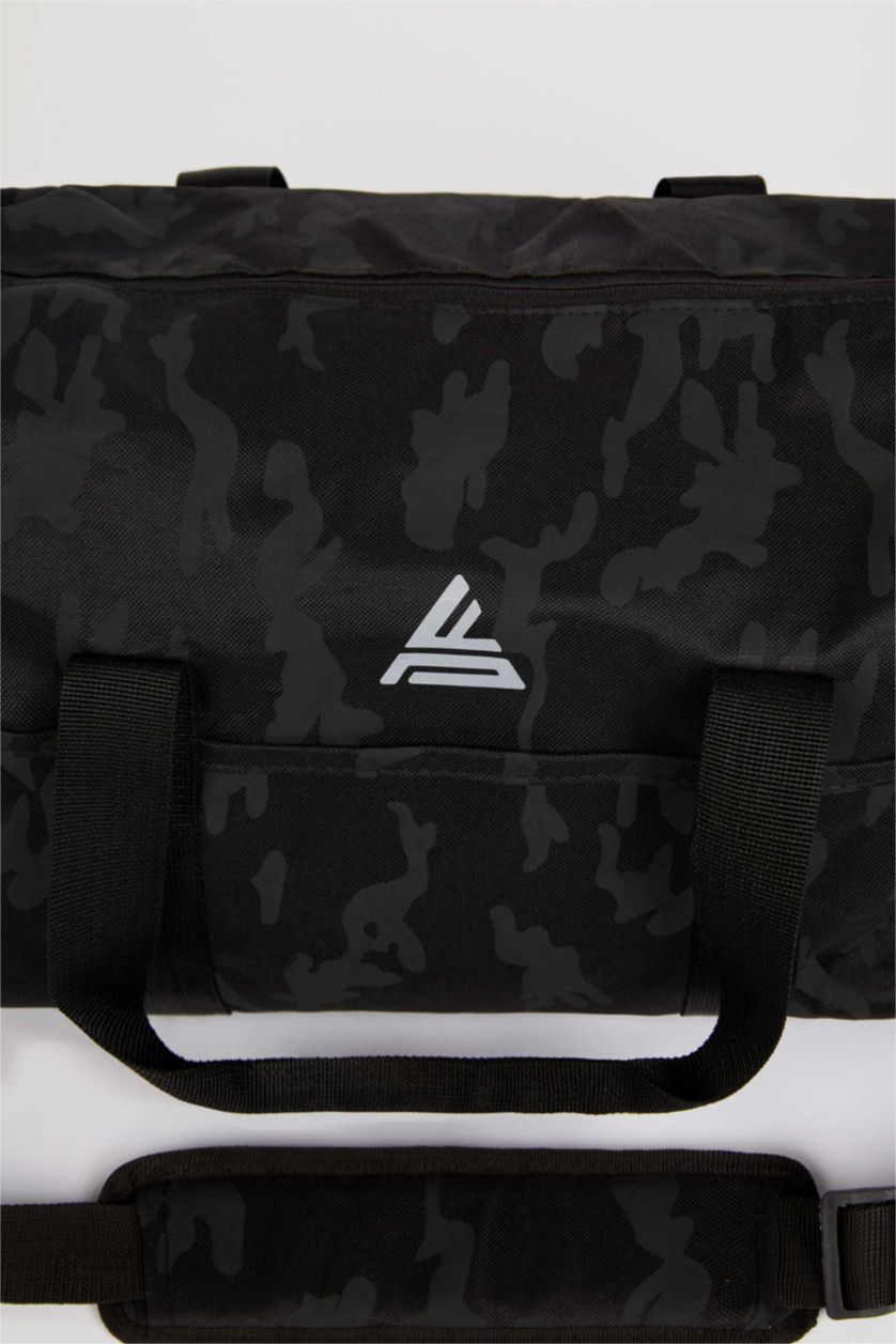HOMME Noir Sac de sport et de voyage à motif camouflage