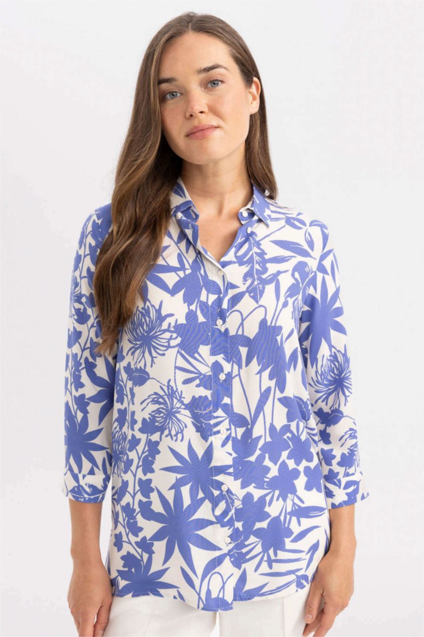 Әйелдерге қою көк бос пішім Ұзын жеңді көйлек