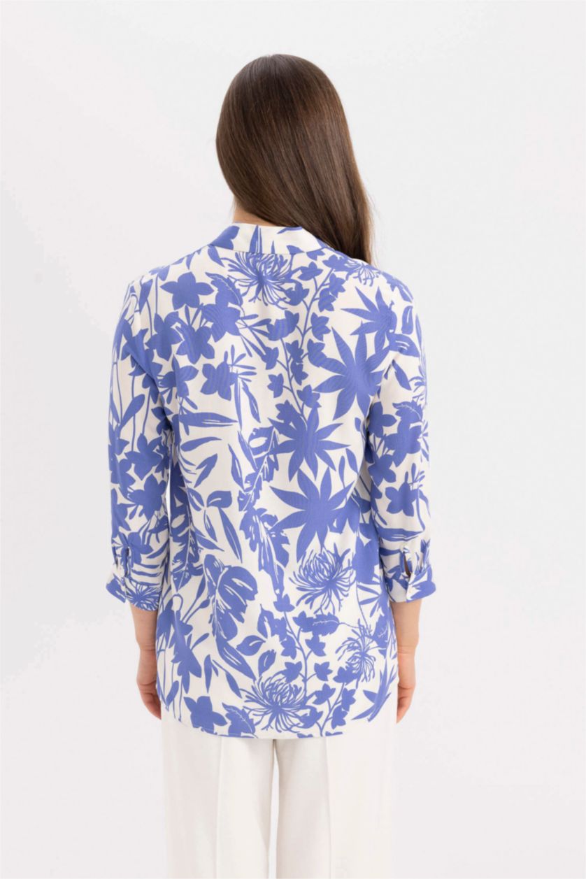 Әйелдерге қою көк бос пішім Ұзын жеңді көйлек