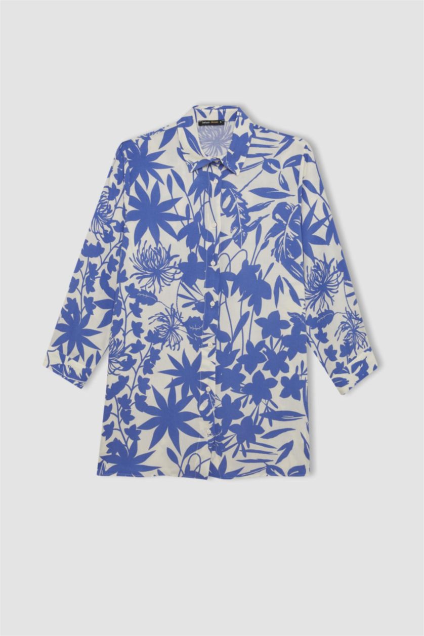 Әйелдерге қою көк бос пішім Ұзын жеңді көйлек