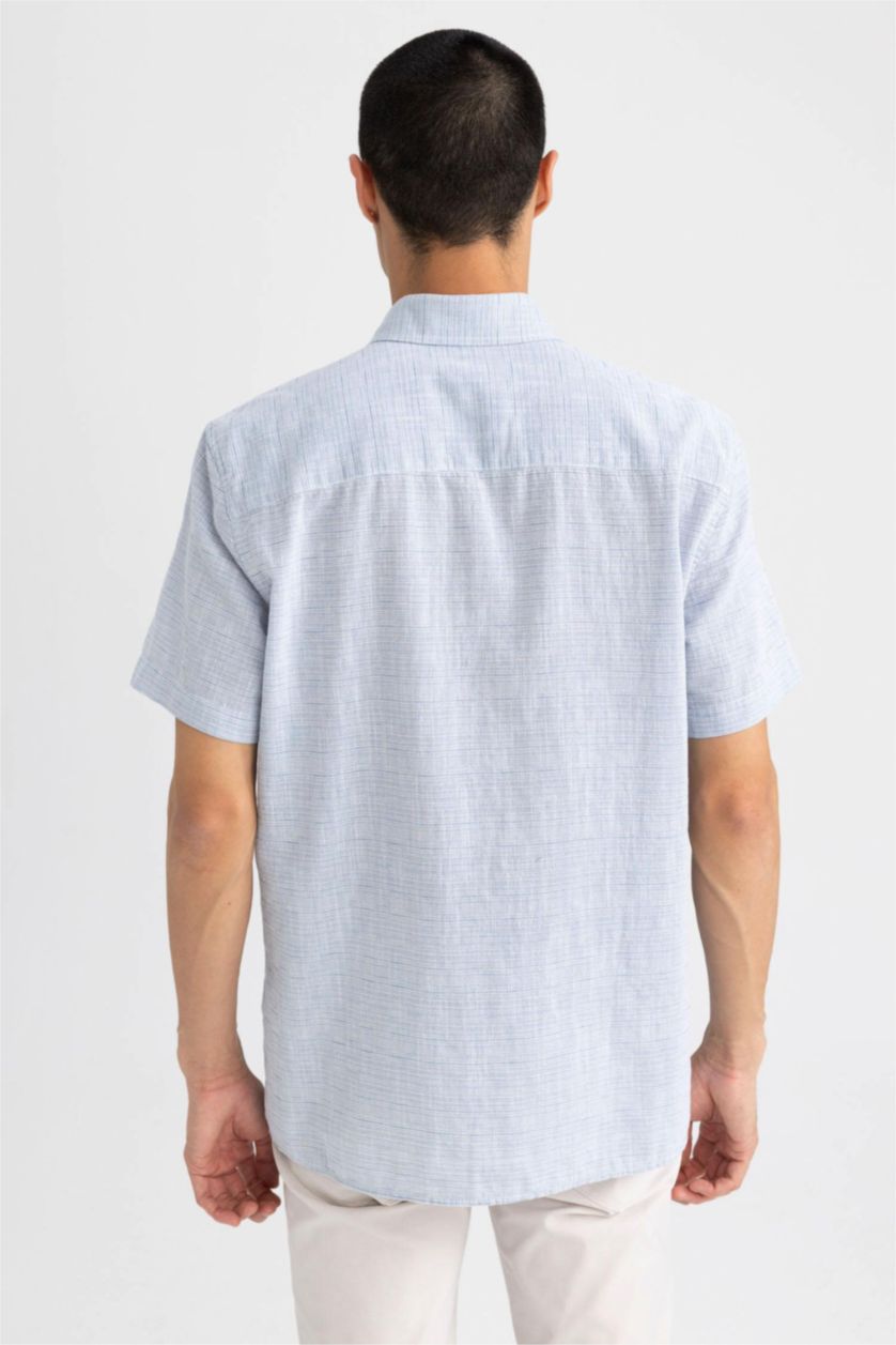 رجالي أزرق فاتح قميص بولو قطن نص كم قصة عادية