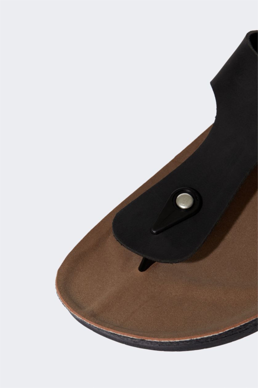 رجالي أسود شبشب فليب فلوب جلد صناعي بكعب مسطح