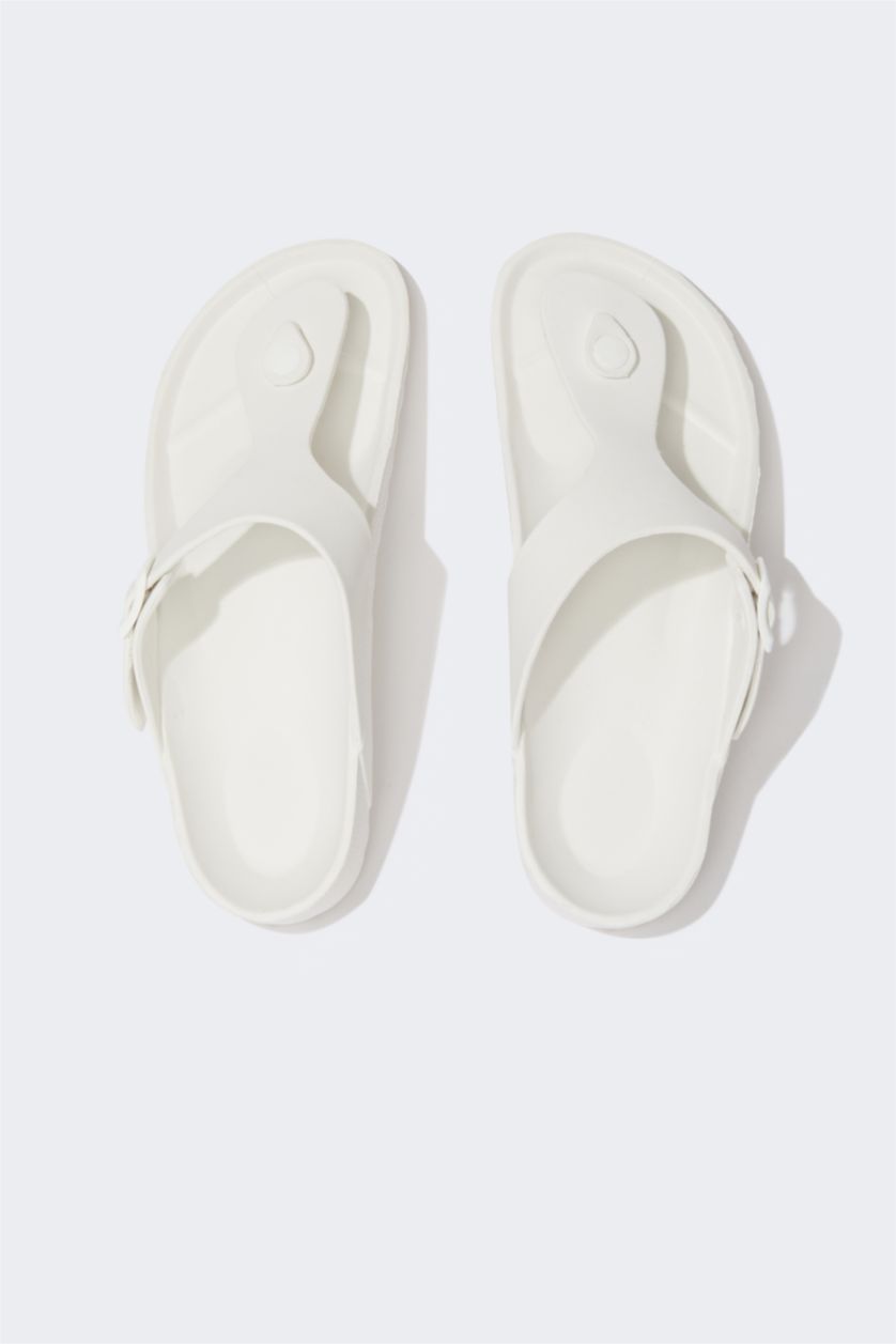 رجال أبيض شبشب فليب فلوب رجالي جلد صناعي