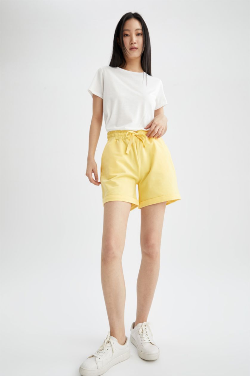 Kadın Sarı Regular Fit Basic Bermuda Şort