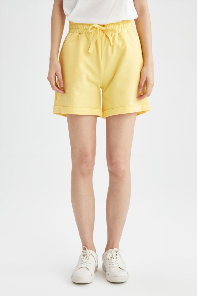 Kadın Sarı Regular Fit Basic Bermuda Şort