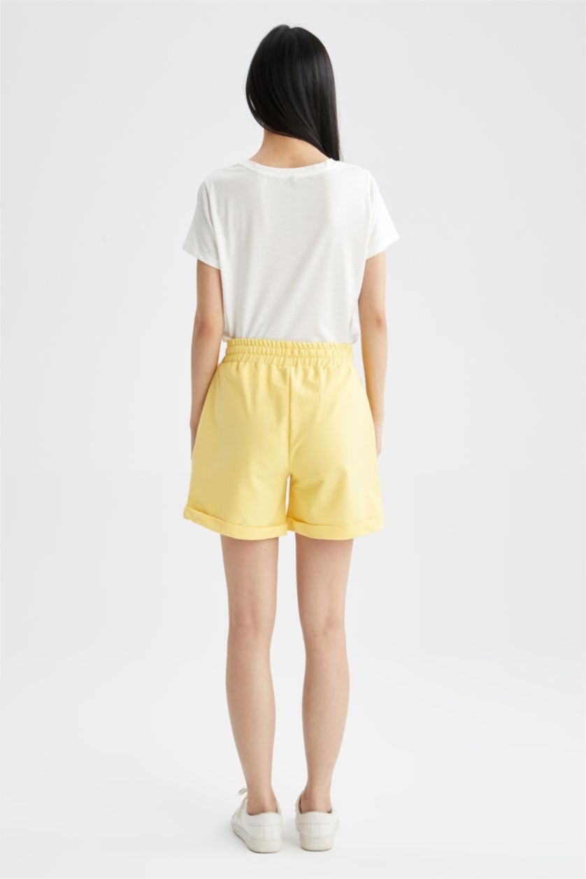 Kadın Sarı Regular Fit Basic Bermuda Şort