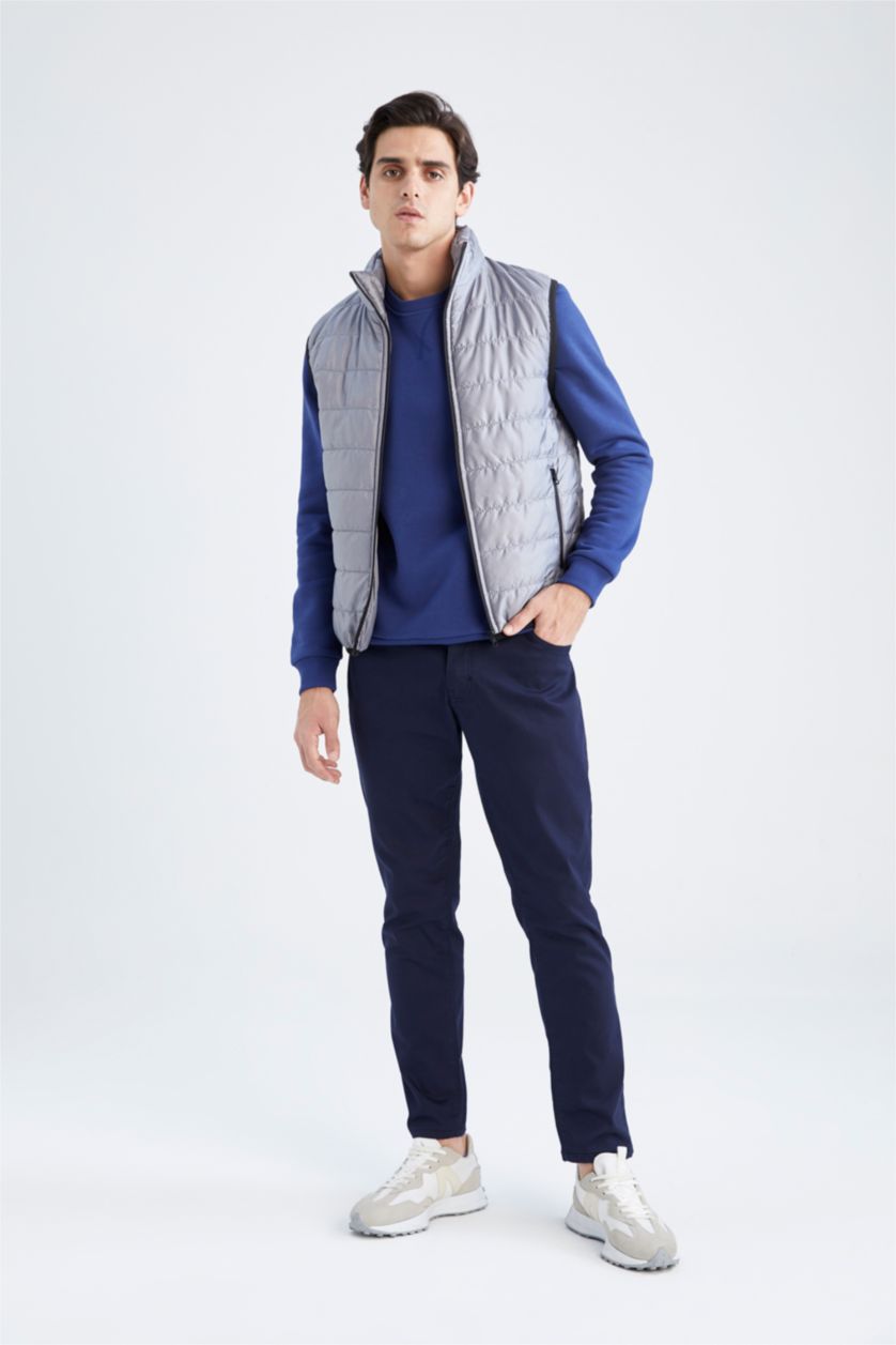 رجال رمادي فاتح قمصلة يلك سليم فيت بياقة عالية بسحاب عازل للحرارة مقاوم للماء