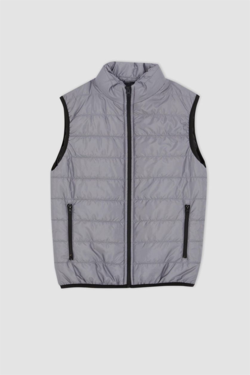 رجال رمادي فاتح قمصلة يلك سليم فيت بياقة عالية بسحاب عازل للحرارة مقاوم للماء