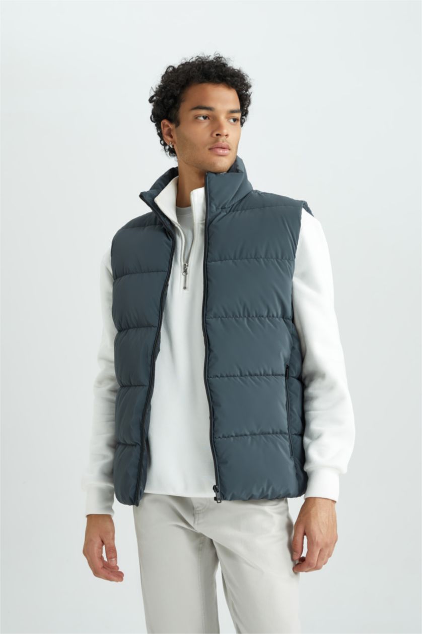 رجالي أخضر غامق فيست سليم فيت بياقة عالية مبطن