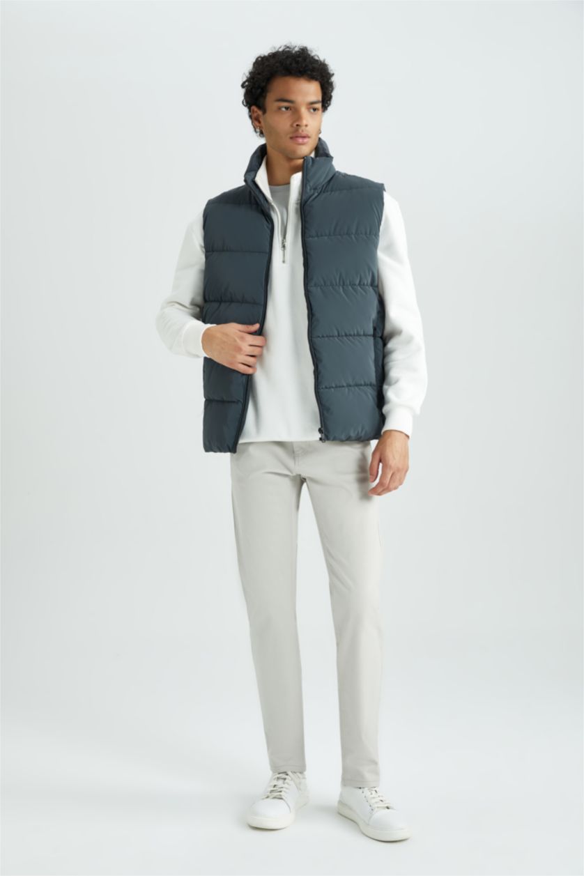 رجالي أخضر غامق فيست سليم فيت بياقة عالية مبطن