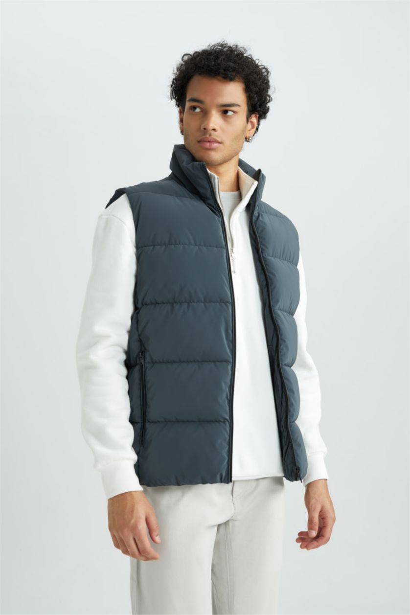 رجالي أخضر غامق فيست سليم فيت بياقة عالية مبطن