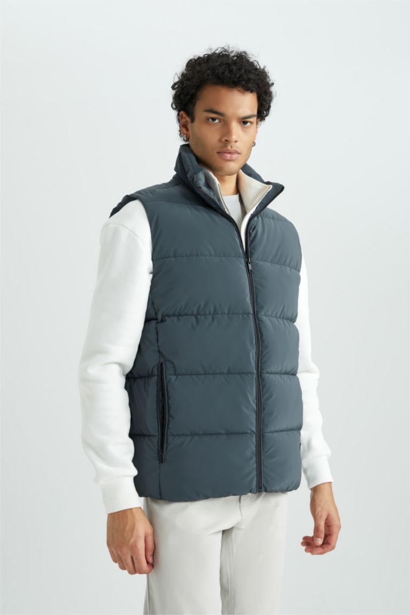 رجالي أخضر غامق فيست سليم فيت بياقة عالية مبطن