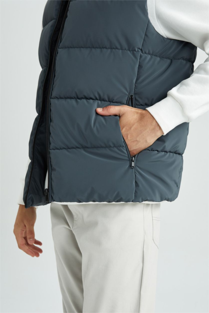 رجالي أخضر غامق فيست سليم فيت بياقة عالية مبطن