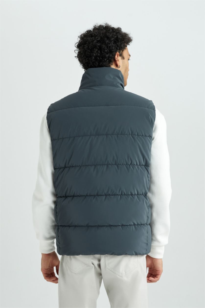 رجالي أخضر غامق فيست سليم فيت بياقة عالية مبطن