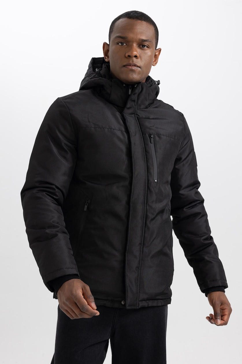 رجال أسود Zipper Puffer Jacket
