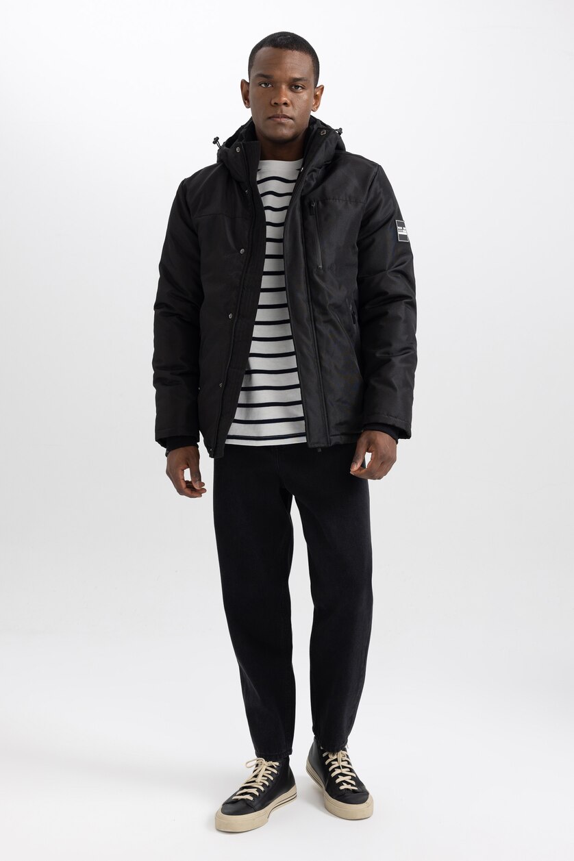 رجال أسود Zipper Puffer Jacket