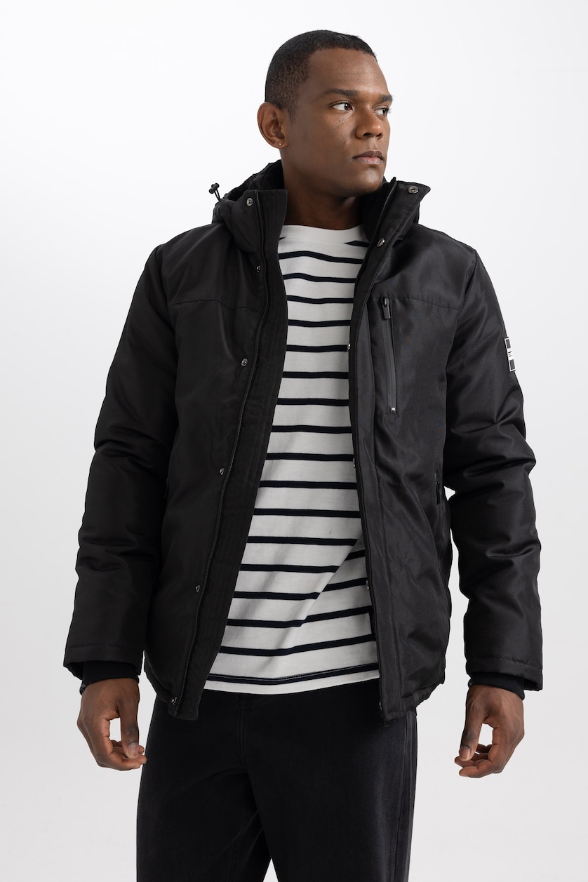 رجال أسود Zipper Puffer Jacket