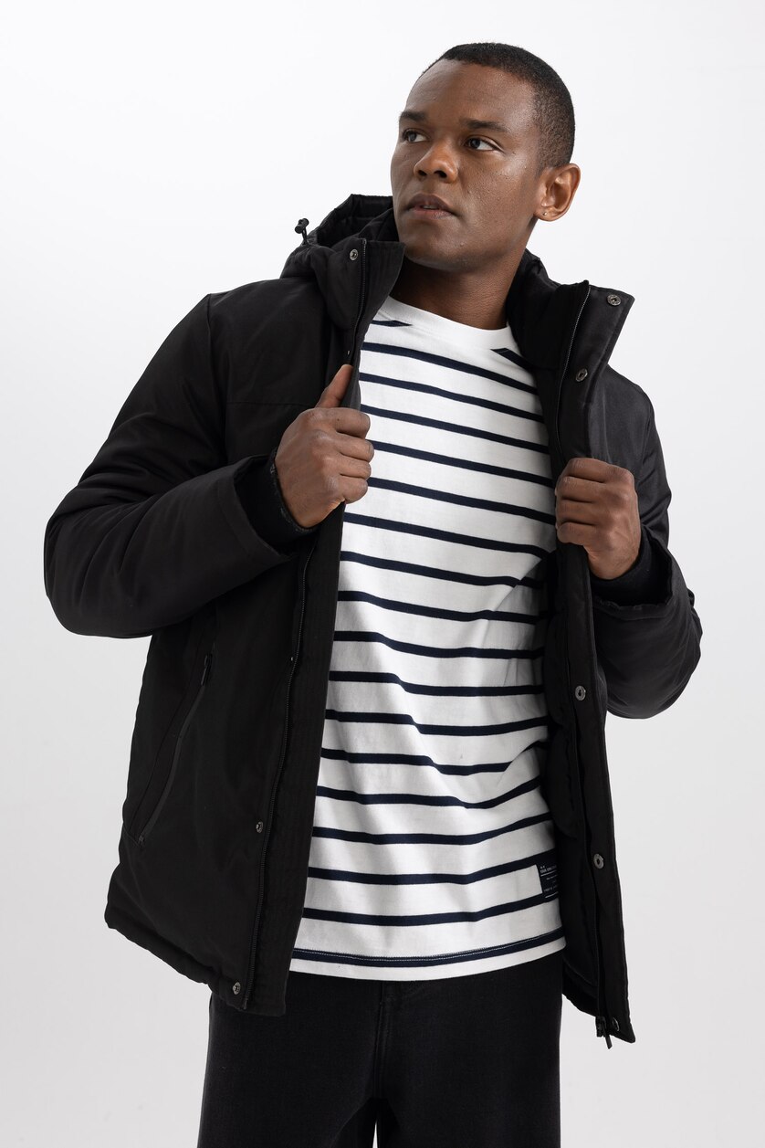 رجال أسود Zipper Puffer Jacket