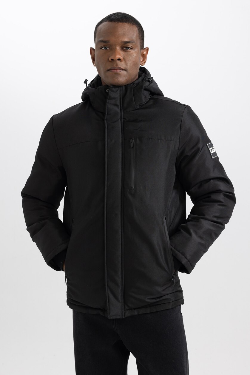 رجال أسود Zipper Puffer Jacket