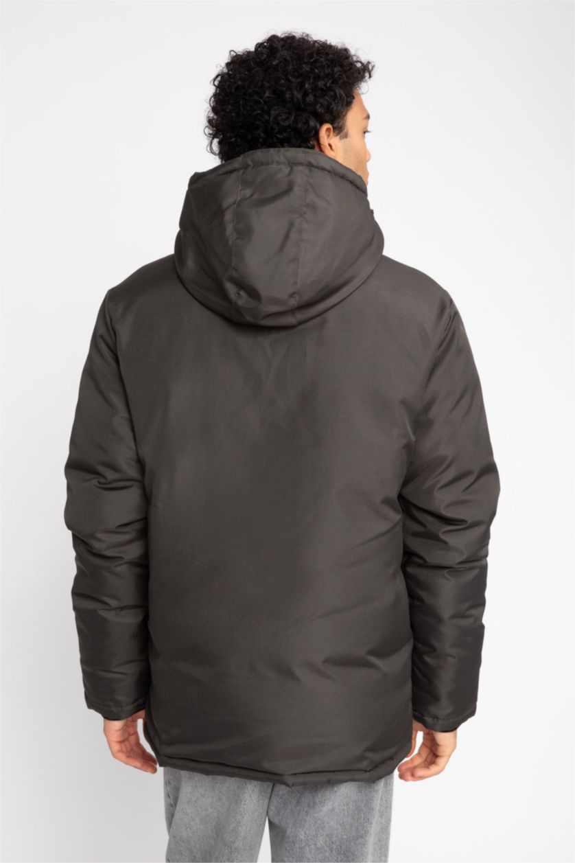 MAN Dark Khaki Waterproof Regular Fit Hooded Puffer Jacket