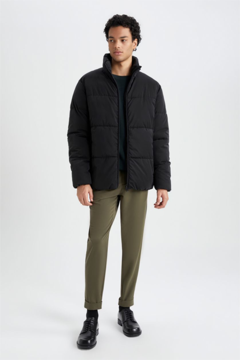 Мужчины Черный Кауртка приталенного кроя с воротником стойкой