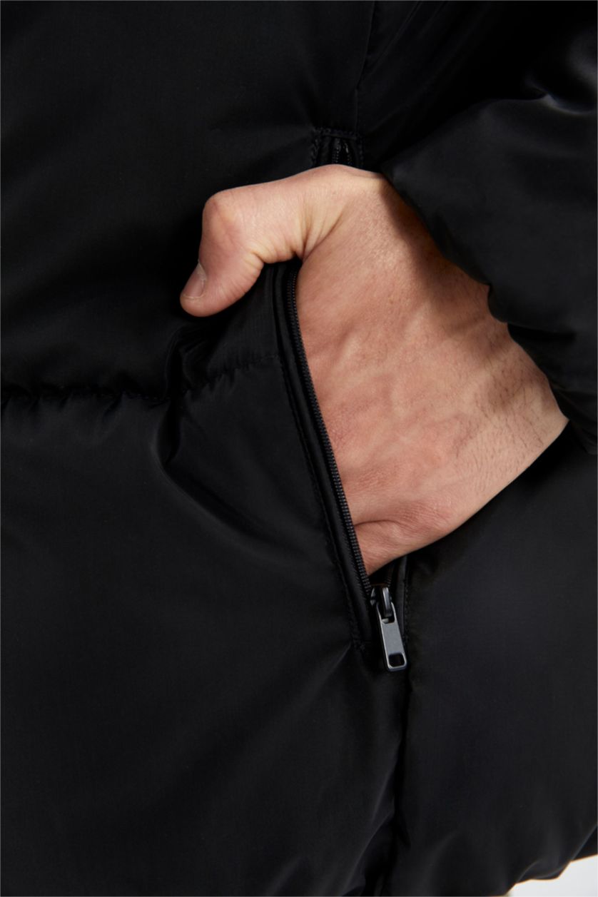 Мужчины Черный Кауртка приталенного кроя с воротником стойкой