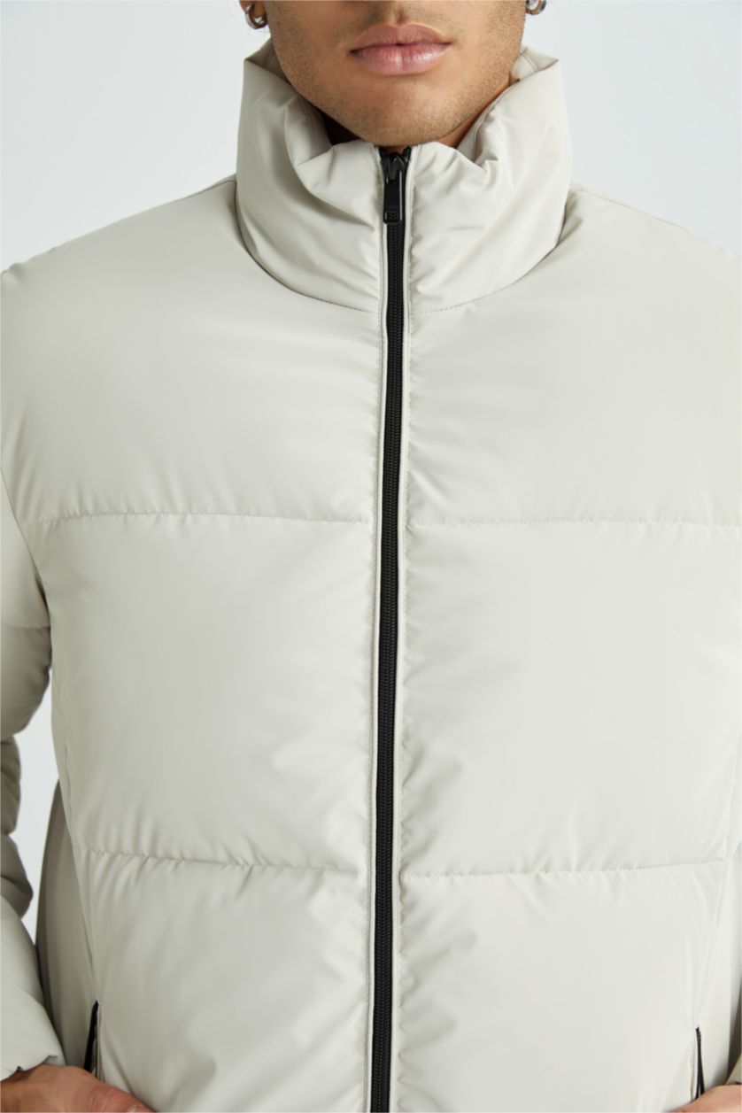 MAN White Slim Fit Lined Puffer Jacket