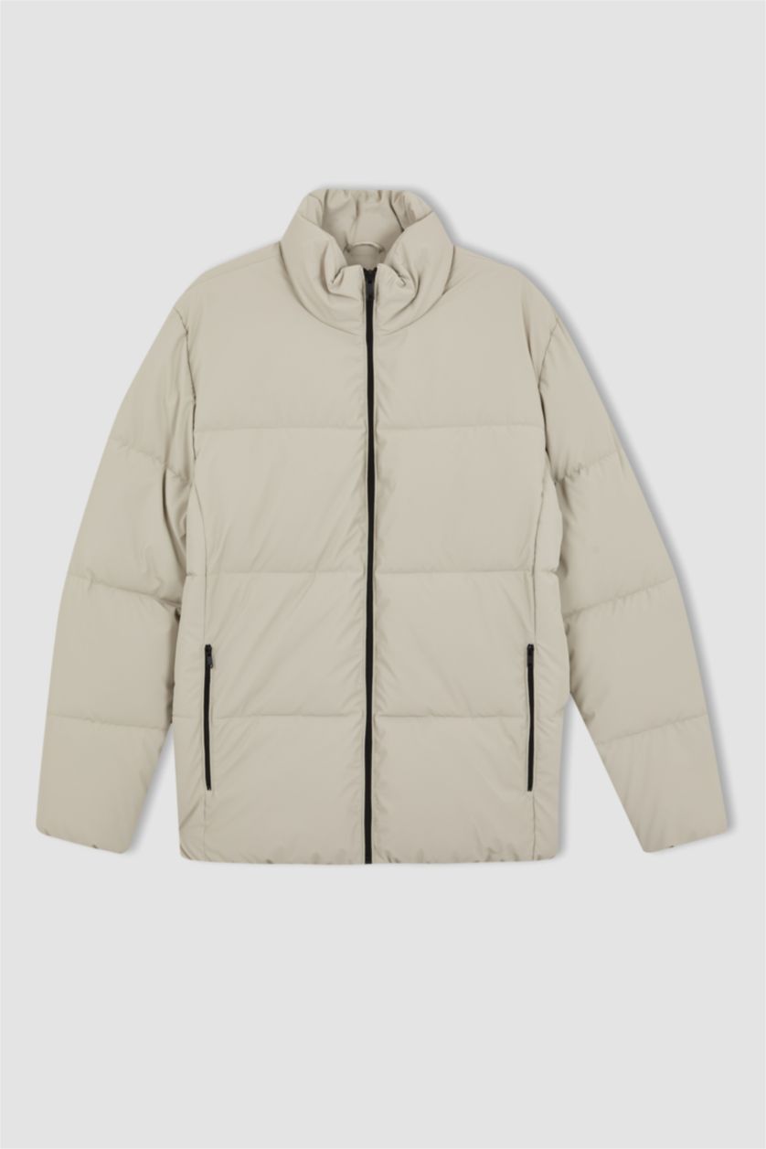 MAN White Slim Fit Lined Puffer Jacket