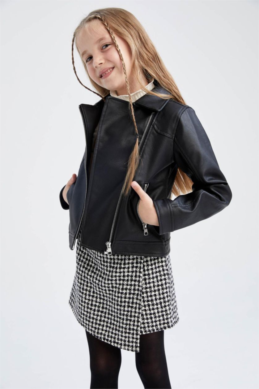 GIRLS & TEENS Black Girl Waterproof Faux Leather Jacket