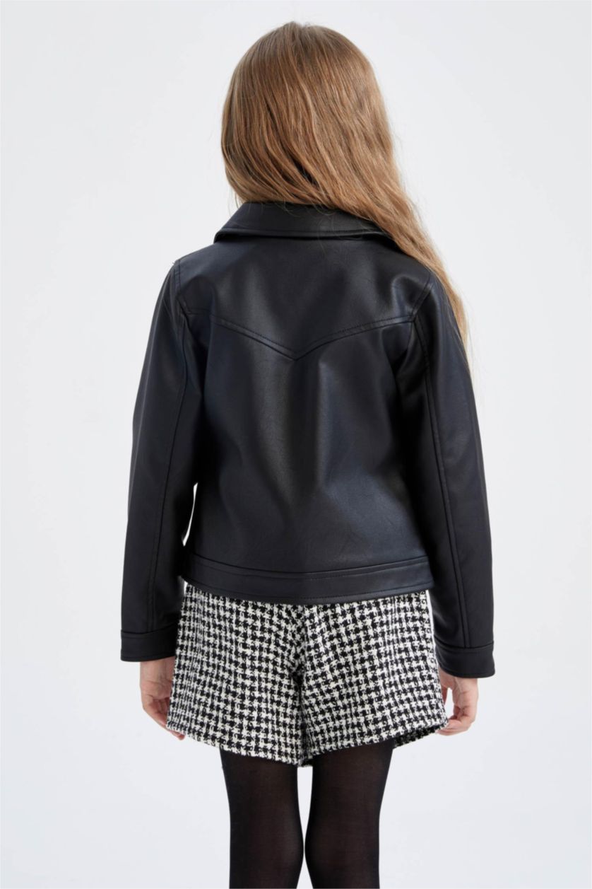 GIRLS & TEENS Black Girl Waterproof Faux Leather Jacket
