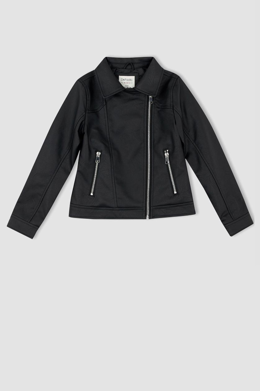 GIRLS & TEENS Black Girl Waterproof Faux Leather Jacket