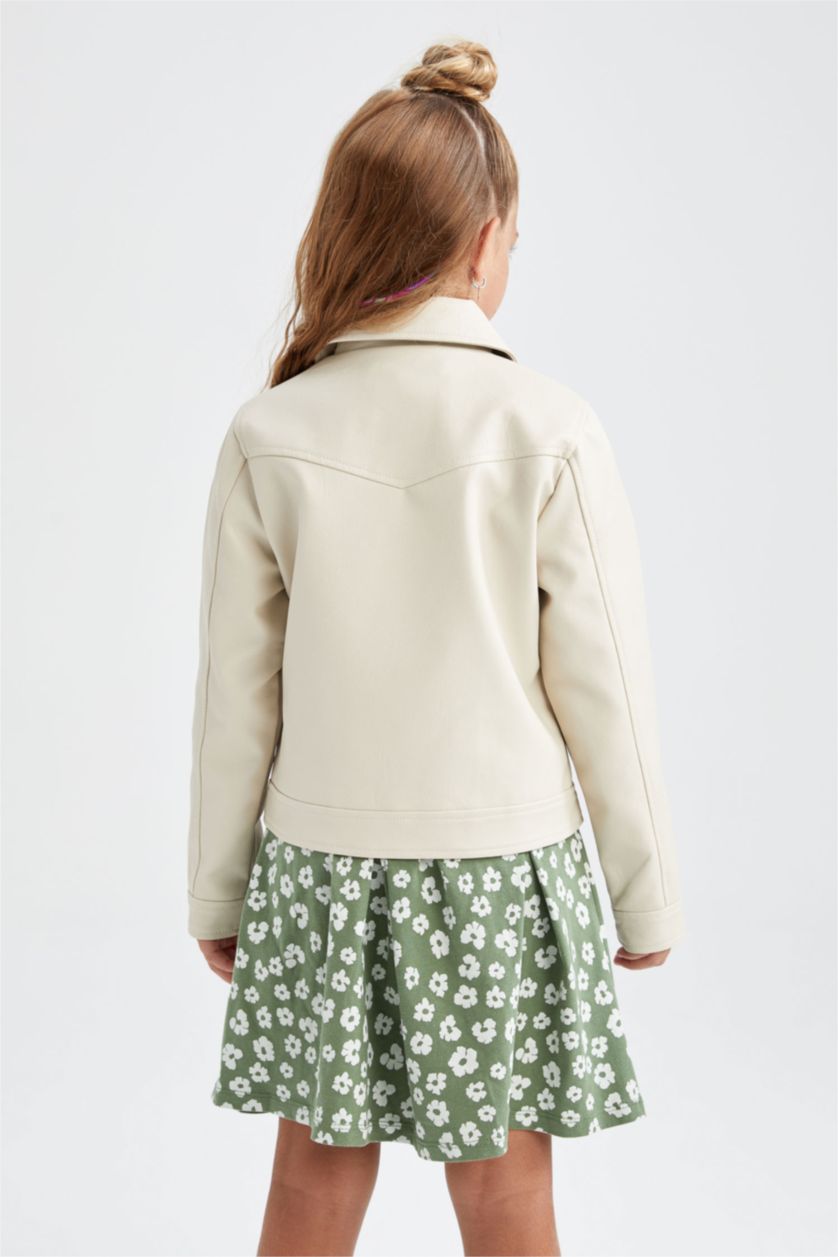 Kız Çocuk - Genç Kız Açık Taş Kız Çocuk Su Geçirmez Suni Deri Mont