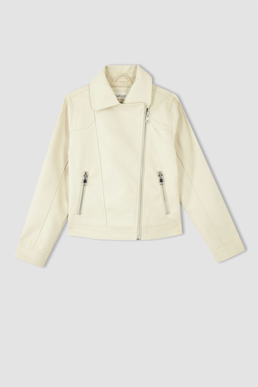 Kız Çocuk - Genç Kız Açık Taş Kız Çocuk Su Geçirmez Suni Deri Mont