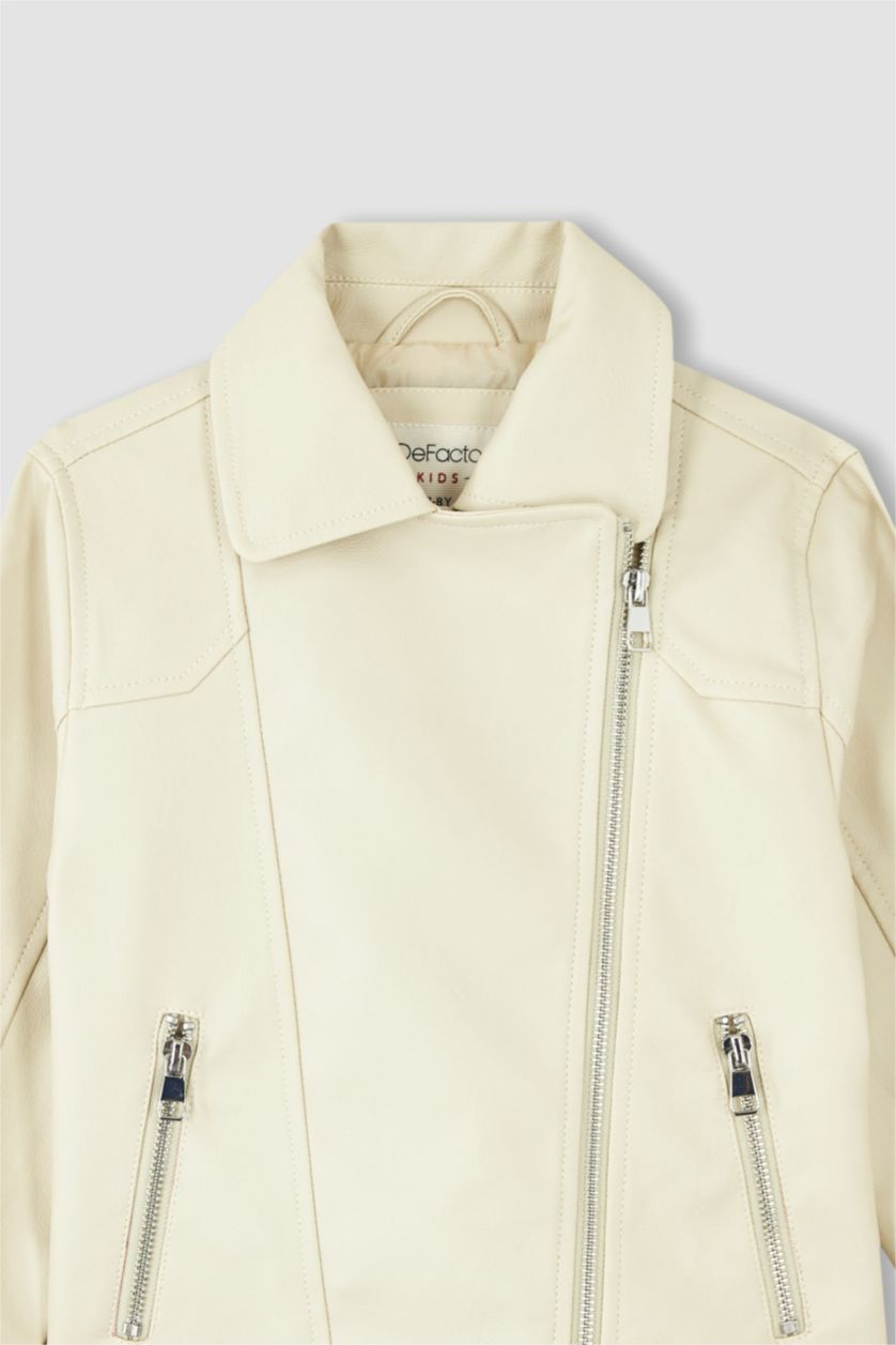 Kız Çocuk - Genç Kız Açık Taş Kız Çocuk Su Geçirmez Suni Deri Mont