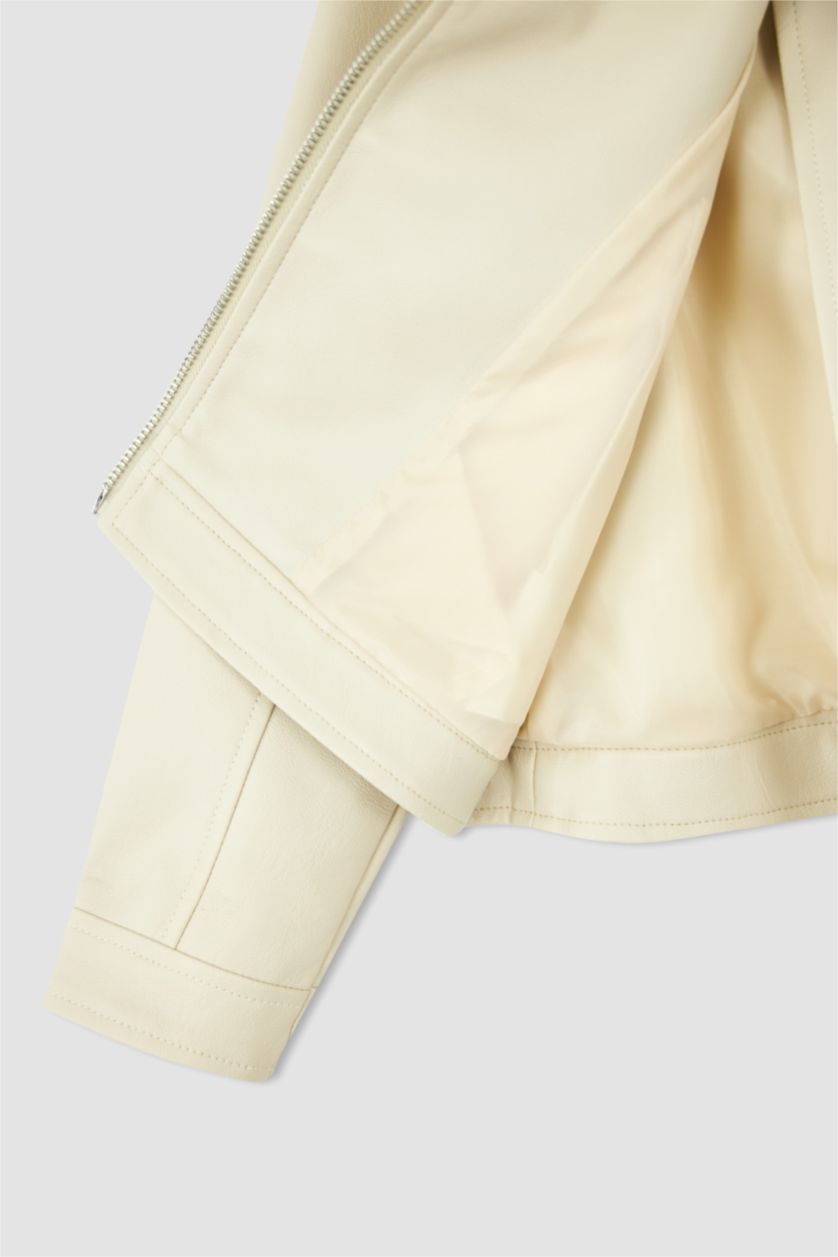 Kız Çocuk - Genç Kız Açık Taş Kız Çocuk Su Geçirmez Suni Deri Mont