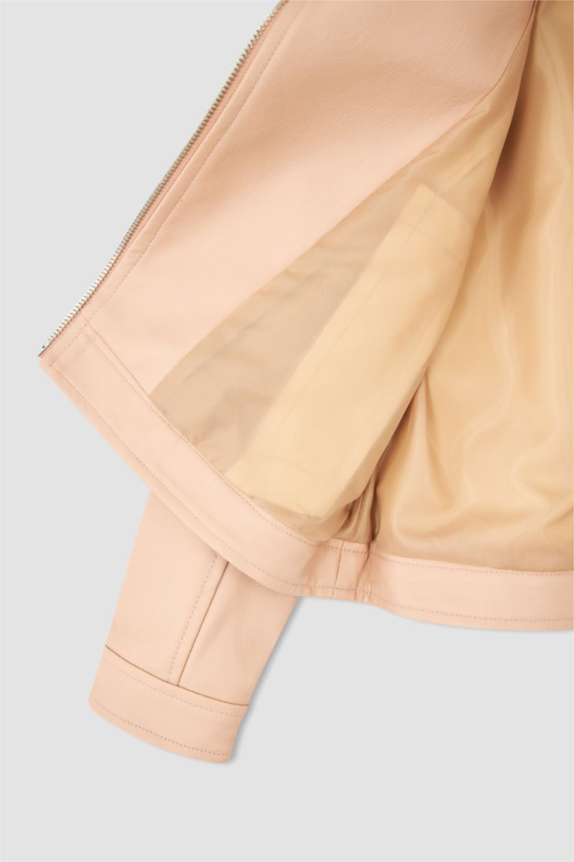 Kız Çocuk - Genç Kız Somon Kız Çocuk Su Geçirmez Suni Deri Mont