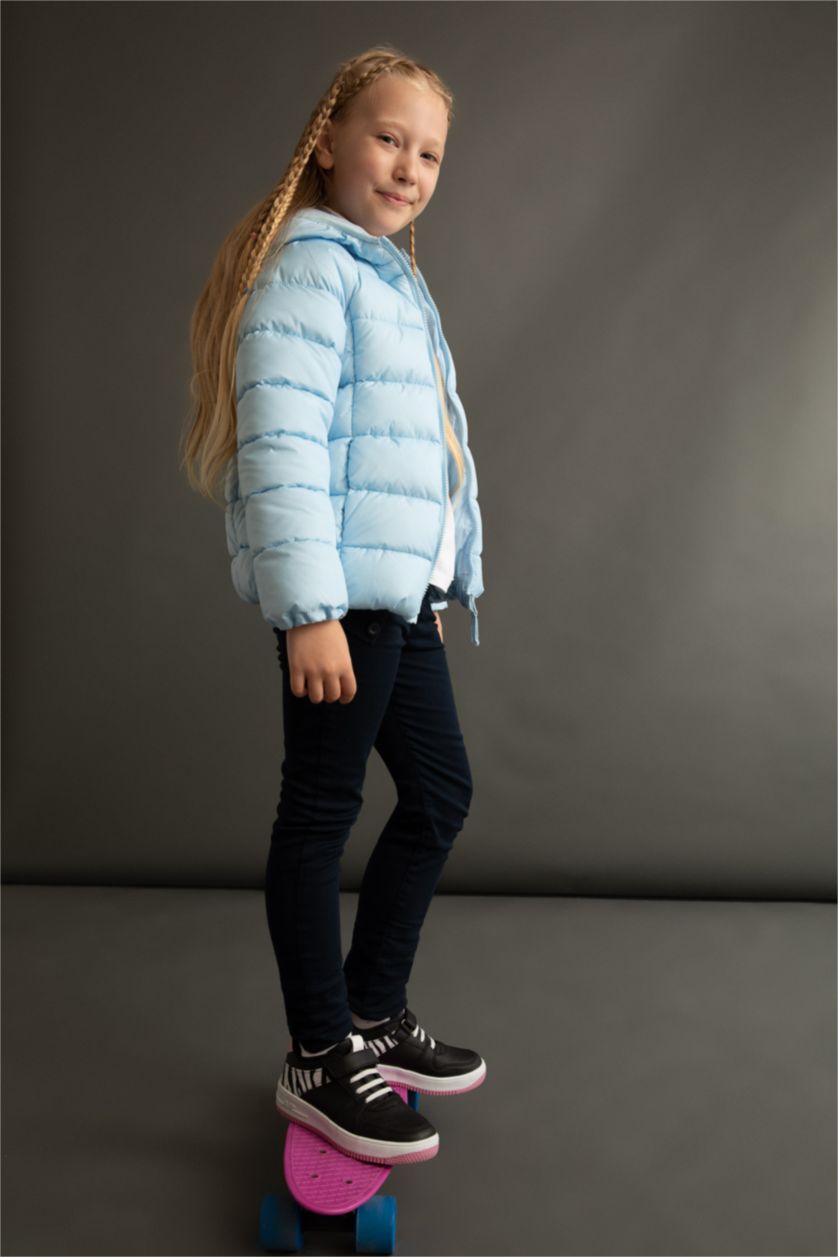 GIRLS & TEENS Light Blue Girl Hooded Lining Fleece Puffer Jacket